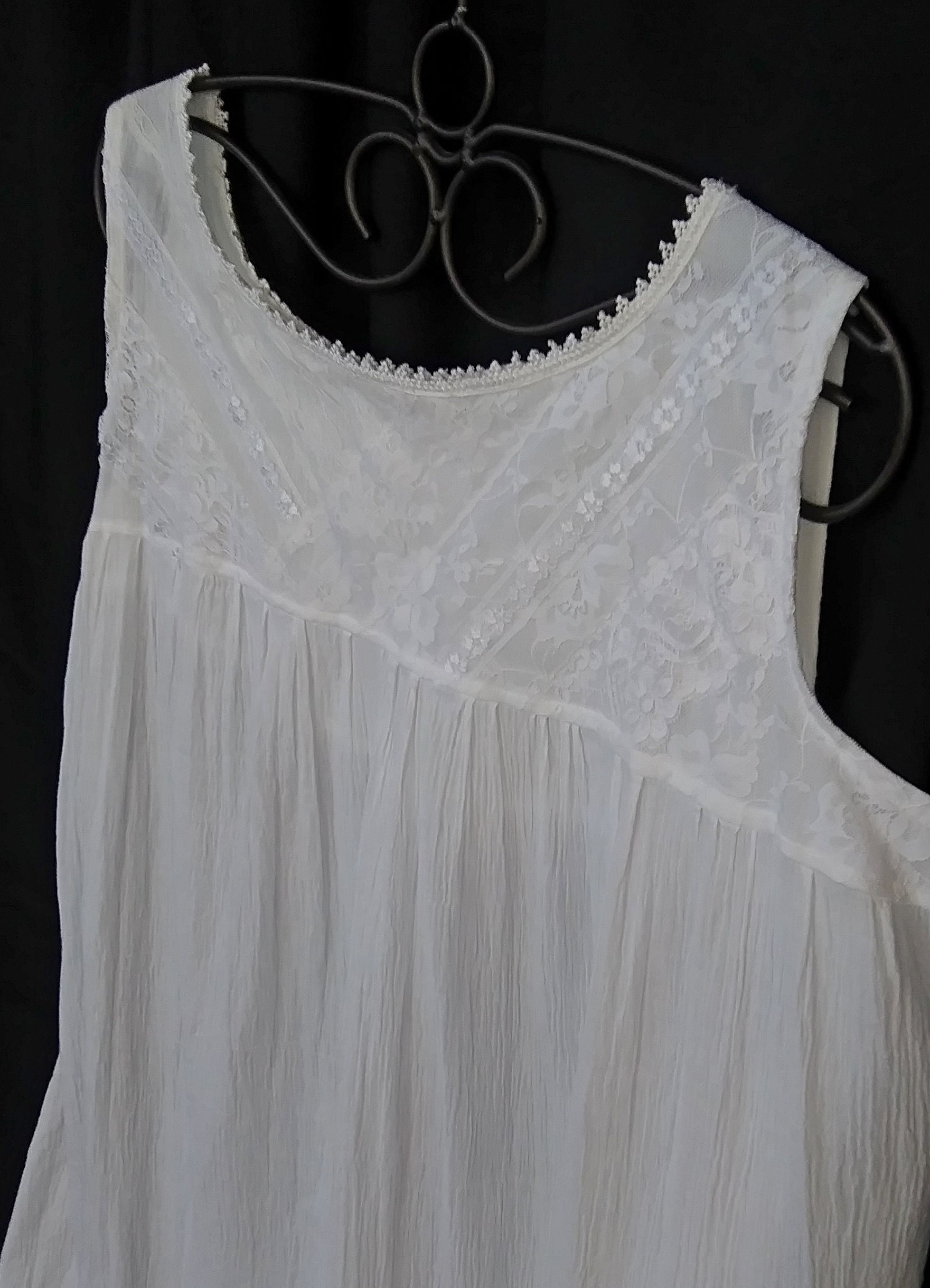 NG117 Womens Handmade New White Cotton Gauze Nightgown Size Etsy