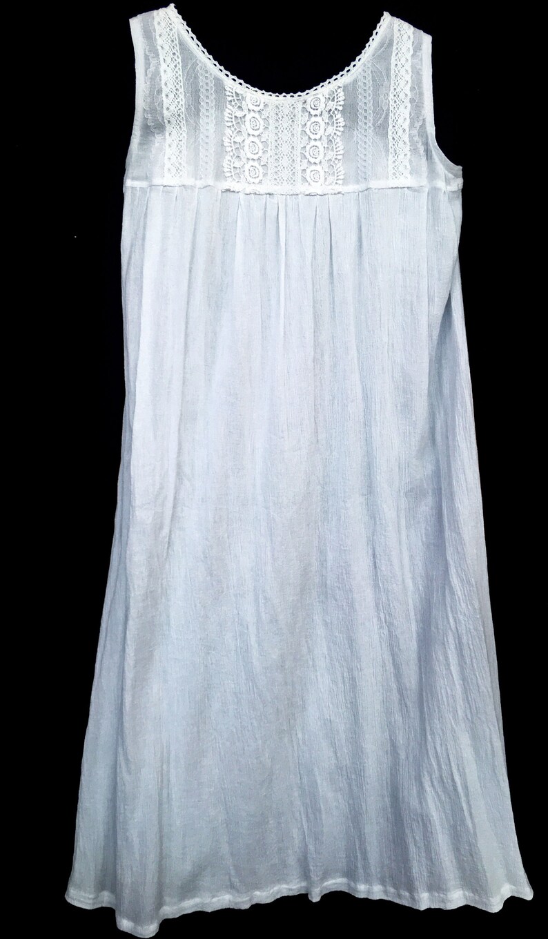 NG113 Womens Handmade New White Cotton Gauze Nightgown Size Etsy