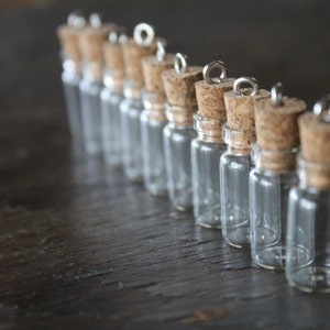 Little Aberdeen Glass Vial Pendants 7/8 in 22mm Bottles with Cork Stoppers Fairy Dust and Keepsakes Creepy Stuff Too image 2