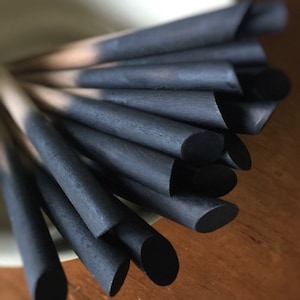 Black and Tan Wooden Hair Sticks with No Holes - 6" Solid Wood - Oval Shawl Pick Fork Hair Stick  - Porcupine Quills