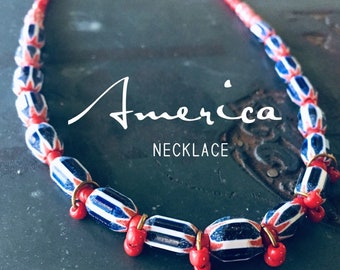 America Necklace + Earrings Kit - Make Your Own Patriotic Necklace - Everything Included - DIY Craft Kit - Boredom Buster