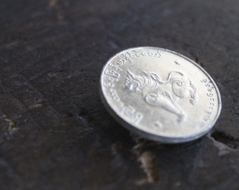 NUEVO PRECIO BAJO - Malun auténtico botón de moneda birmana - grande 26 mm - 1 pulgada - tal gran cierre de pulsera de envoltura (1)