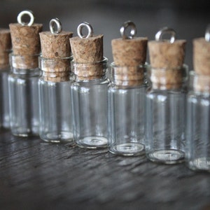 Little Aberdeen Glass Vial Pendants 7/8 in 22mm Bottles with Cork Stoppers Fairy Dust and Keepsakes Creepy Stuff Too image 3