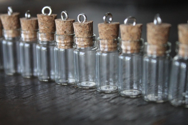 Little Aberdeen Glass Vial Pendants 7/8 in 22mm Bottles with Cork Stoppers Fairy Dust and Keepsakes Creepy Stuff Too image 3