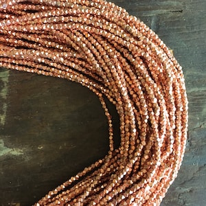 Montevideo Bright Copper Small Cornerless Cube Beads (24&quot; stand) - Copper Plated 3.3mm Spacers