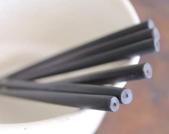 Canterbury Black Wooden Hairsticks - Beadable 6" Solid Wood - Hair Stick Shawl Pin Hair Fork Shawl Stick