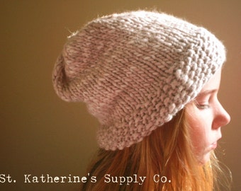 PDF Knitting Pattern - Birch Bark Slouchy Beanie Hat