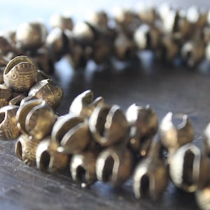 Bhutan Small Bright Brass Tibetan Temple Jingle Bells - Ethnic Snake Head Bells