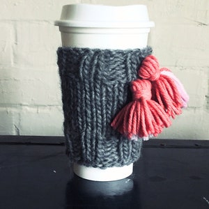 Dearborn Street Coffee Sweater Kit with Tassels - Original Pattern + 100% Wool Yarn - DIY Craft Kit
