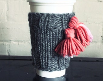 Dearborn Street Coffee Sweater Kit with Tassels - Original Pattern + 100% Wool Yarn - DIY Craft Kit