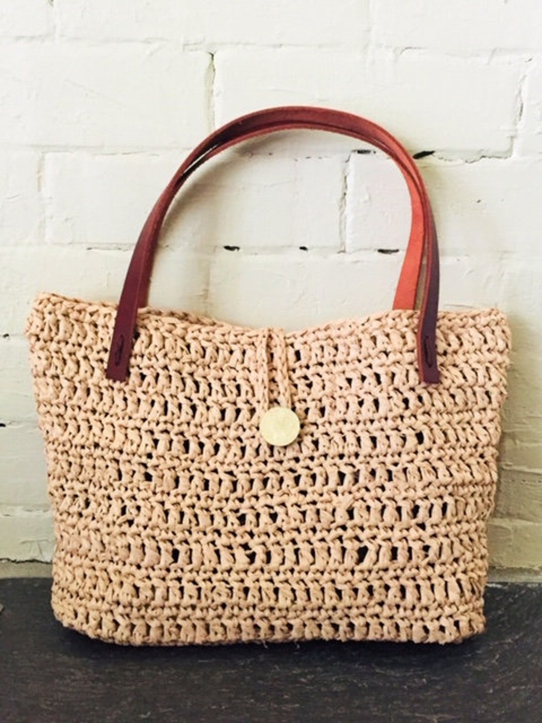 PDF Crochet Pattern - Cape Cod Purse Pattern - Trendy Preppy Straw Tote ...