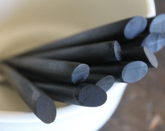 North Woods Black Wooden Hairsticks with No Holes - 6&quot; Solid Wood - Oval Shawl Pin Fork Hair Stick -