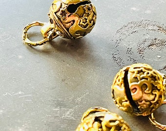 Starry Night Bell  - 12mm Engraved Gold Jingle Bell - Loud and Clear