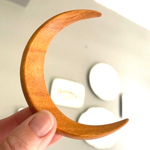 Crescent Moon in Natural Wood - 3&quot; Solid Wood - Gorgeous Shawl Pin Fork Hair Stick  - Forest Sprite