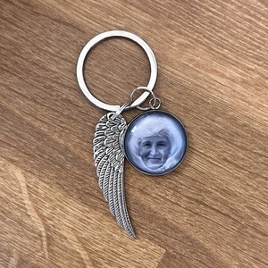 Custom Face Memorial Keychain | Angel Wing Key Chain | Personalized Remembrance Gift | Personalized Face Pendant Memorial Gift