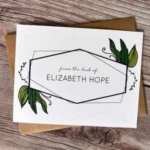 Personalized Notecard Set |  Personalized Stationery Set | Plant Notecards with Envelopes | Botanical Gift Ideas | Set of  10