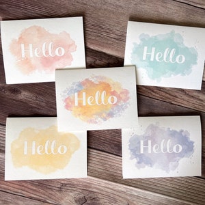 Aquarelle Hello Card Set |  Blank Thank You Papeterie | Cartes Hello avec enveloppes | Idées cadeaux Boho Friendship | Ensemble de 5 ou 10