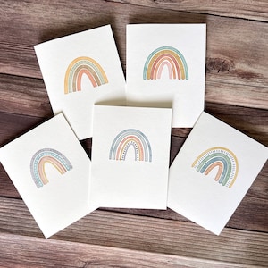 Boho Rainbow Blank Note Card Set / Blank Notecard Stationery / Watercolor Notecards with Envelopes / Friendship Gift Ideas / Set di 5 o 10