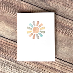 Retro Sun Blank Note Card Set / Blank Notecard Stationery / Watercolor Notecards with Envelope / Boho Friendship Gift Idea / Set di 5 o 10