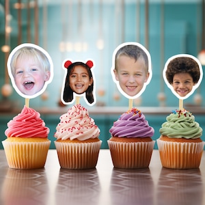 Custom Photo Cupcake Topper | Custome Face Cake Toppers | Face on a Stick | Picture Cupcake Topper | Party Decorations | Custom Birthday
