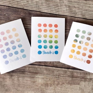 Zestaw pustych kartek z podziękowaniami Rainbow Dots | Zestaw pustych kartek z podziękowaniami Boho Dots | Zestaw pustych kartek z podziękowaniami Pastel Dots | Zestaw 6 sztuk