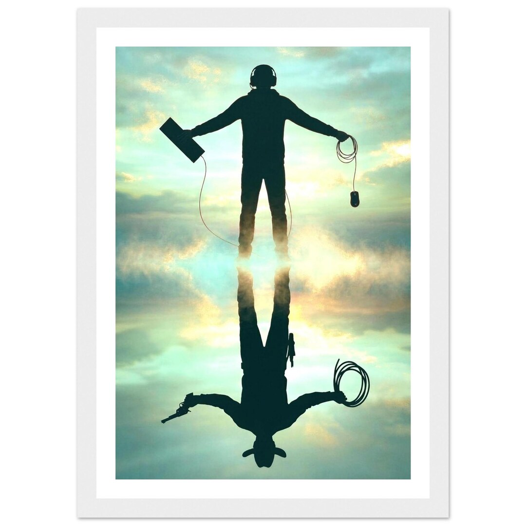 Gamer Reflection The Hero Within | Watercolor Reflection Gamer Framed Poster | Sky ...