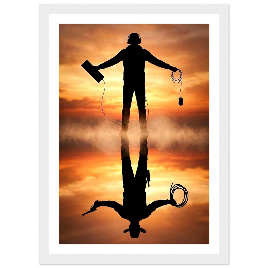 Gamer Reflection The Hero Within | Sunset Reflection Gamer Framed Poster | Golden Hour ...