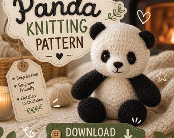 Panda Knitting Pattern PDF | Amigurumi Panda Toy Pattern | Knit Stuffed Animal | DIY Plush | Instant Download