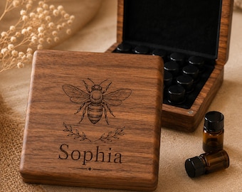 Personalized Essential Oil Box, Custom Laser Engraved Wooden Oil Bottle Storage Case, Aromatherapy Gift Box for 1ml Bottles