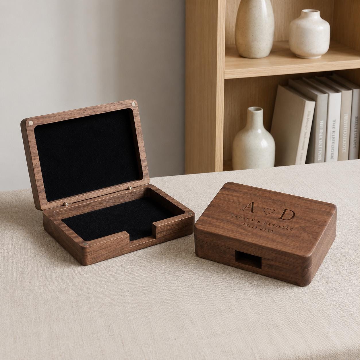 Custom Walnut Wood Box, Engraved Keepsake Storage Box, Personalized ...