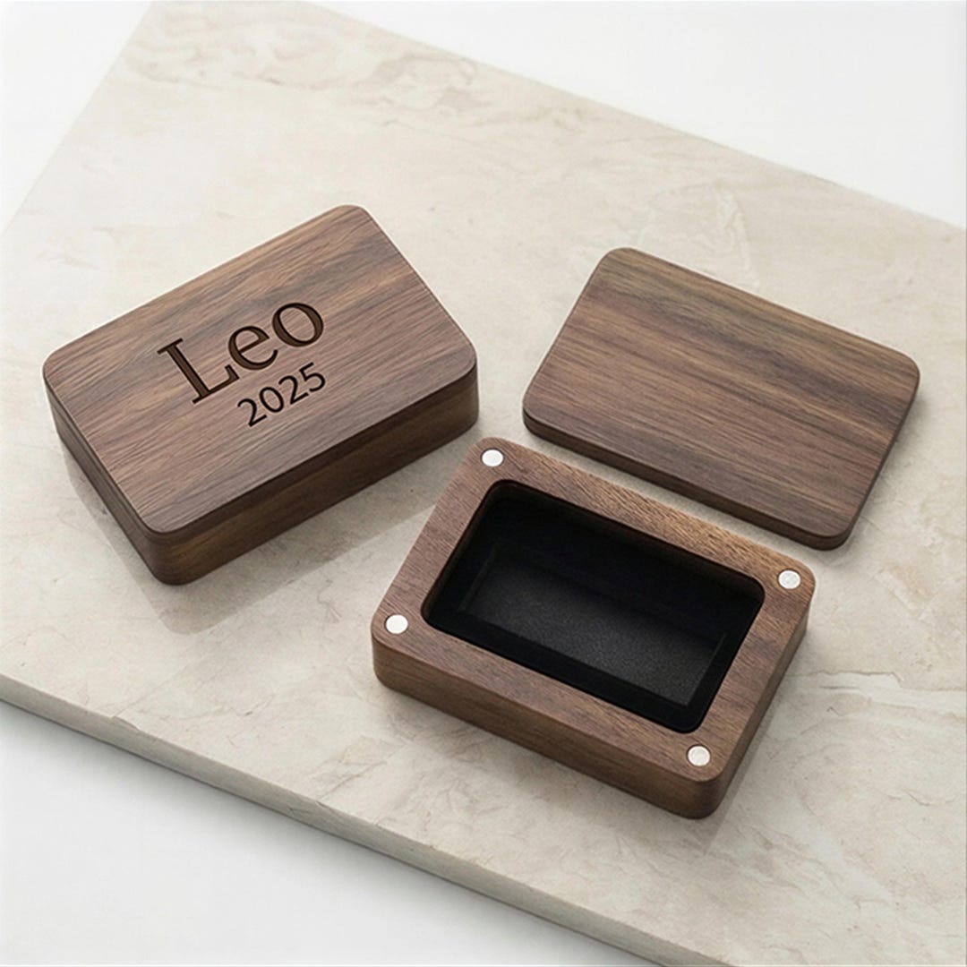 Personalized Walnut USB Box, Engraved Wooden Flash Drive Case, Wedding ...