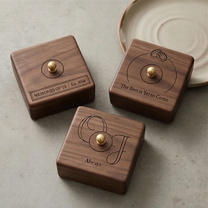 Walnut Wood Jewelry Storage Box, Multi Slot Gold Jewelry Organizer, Ring Holder Case, Minimal Display Box, Gift for Jewelry Lover