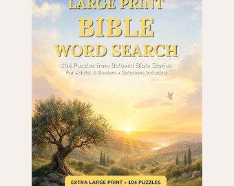 Large Print Bible Word Search Puzzles, 104 Themes, Solutions Included (PDF)