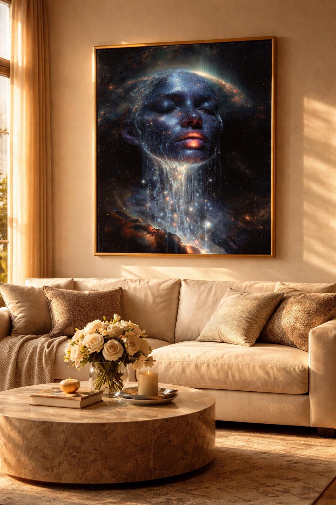 Cosmic Woman Galaxy Print, Celestial Portrait Wall Art, Mystical Space ...