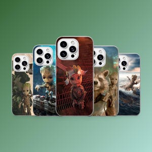 Funda para teléfono Baby Groot Guardianes de la Galaxia para iPhone 17Pro, 16, 15, 14, 13, 12, Samsung S26, S25, S24, S23Fe, A16, A56, Pixel 10, 9Pro