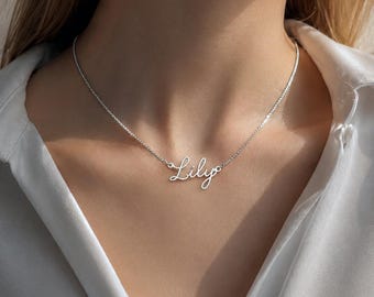 Collar con nombre, regalo para mujer • Joyería de oro y plata