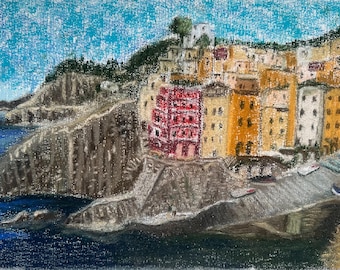 Original Pastel art: Riomaggiore Cinque Terre
