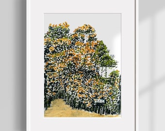 Oryginalna sztuka pastelowa: Drzewa kwitną wiosną