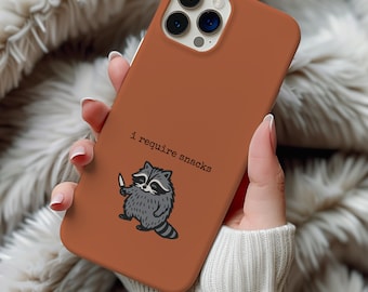 I Require Snacks Raccoon Phone Case Funny Animal Lover Gift Goblincore Aesthetic Phone Cover Iphone 17 16 15 14 Pro Samsung s25 s24 s23