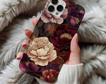 Stained Glass Romantic Floral Phone Case Artful Trendy Red Rose Phone Vintage Red Case Gift For iPhone 17 16 15 Pro Max Samsung S26 S25