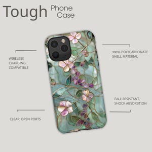 Wildflower Mosaic Stained Glass MagSafe Phone Case Artful Wildflower Botanical Phone Case iPhone 17 16 15 14 Pro Samsung s26 s25 s24 s23 image 5