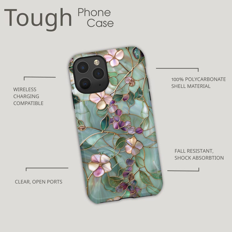 Wildflower Mosaic Stained Glass MagSafe Phone Case Artful Wildflower Botanical Phone Case iPhone 17 16 15 14 Pro Samsung s26 s25 s24 s23 image 5
