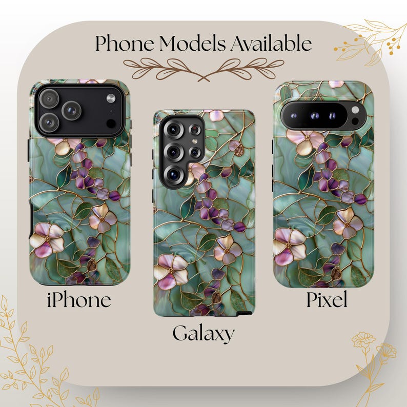 Wildflower Mosaic Stained Glass MagSafe Phone Case Artful Wildflower Botanical Phone Case iPhone 17 16 15 14 Pro Samsung s26 s25 s24 s23 image 10