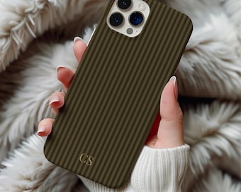 Personalized Dark Chocolate Phone Case Gold Custom Initials For iPhone 17 16 15 Pro Samsung s25 s24 s23 Artful Trendy Vintage Phone Cover