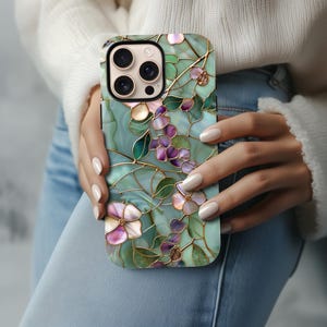 Wildflower Mosaic Stained Glass MagSafe Phone Case Artful Wildflower Botanical Phone Case iPhone 17 16 15 14 Pro Samsung s26 s25 s24 s23 image 3