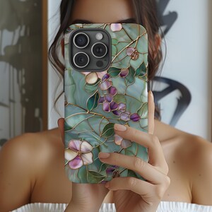 Wildflower Mosaic Stained Glass MagSafe Phone Case Artful Wildflower Botanical Phone Case iPhone 17 16 15 14 Pro Samsung s26 s25 s24 s23 image 2