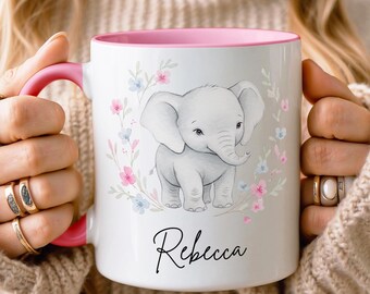 Personalized Elephant Mug Personalized Gift For Animal Lover Coffee Cup Cute Elephant Lover Gifts Birthday Gift Mugs Office Work Gift