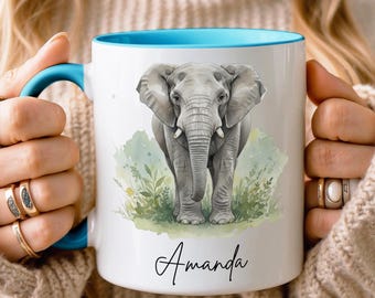 Personalized Elephant Mug Custom Gift For Animal Lover Coffee Cup Gift For Him Cute Elephant Lover Gifts Birthday Gift Mug Office Work Gift