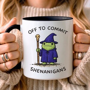 Off to Commit Shenanigans Wizard Frog Funny DnD Mug Chaotic Animal Gift Funny Frog Mug Funny DnD Gift Funny Fantasy Nerd Gift