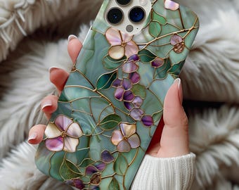 Wildflower Mosaic Stained Glass MagSafe Phone Case Artful Wildflower Botanical Phone Case iPhone 17 16 15 14 Pro Samsung s26 s25 s24 s23